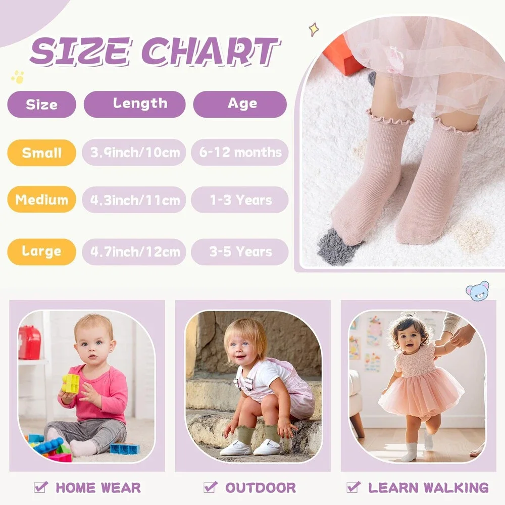 Velice Baby Ruffle Frilly Dress Socks 6 Pairs Assorted 3-5T Style Fashion - NWT